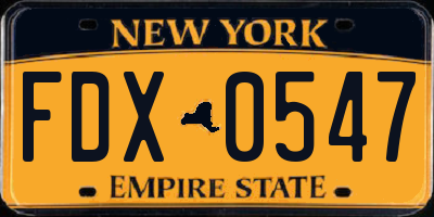 NY license plate FDX0547