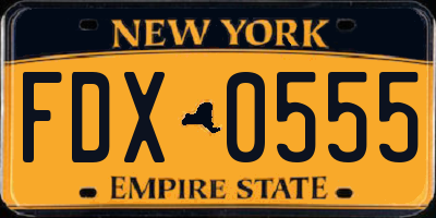 NY license plate FDX0555