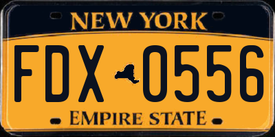 NY license plate FDX0556