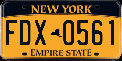 NY license plate FDX0561