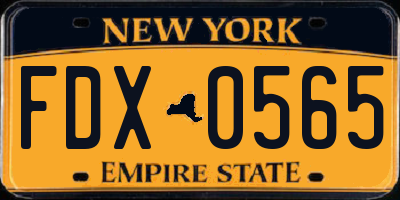 NY license plate FDX0565