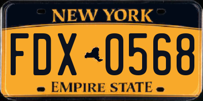 NY license plate FDX0568