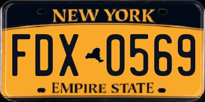 NY license plate FDX0569