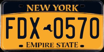 NY license plate FDX0570