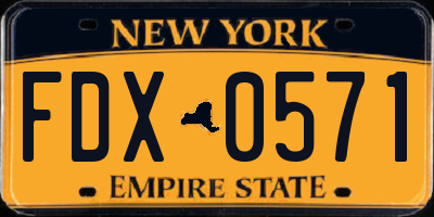 NY license plate FDX0571