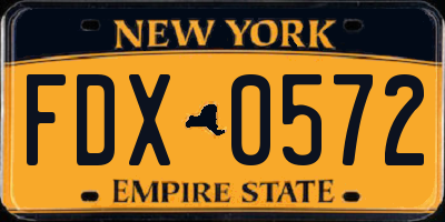 NY license plate FDX0572