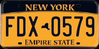 NY license plate FDX0579