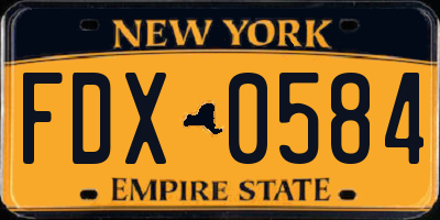 NY license plate FDX0584
