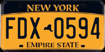 NY license plate FDX0594