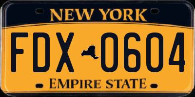 NY license plate FDX0604