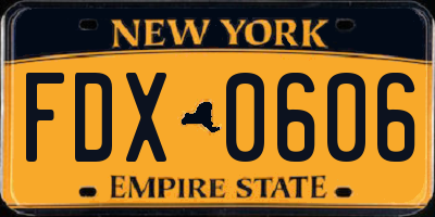 NY license plate FDX0606