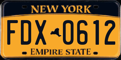 NY license plate FDX0612