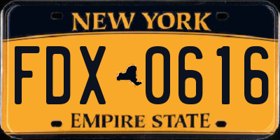 NY license plate FDX0616
