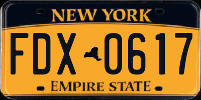 NY license plate FDX0617