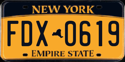 NY license plate FDX0619
