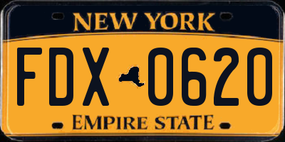 NY license plate FDX0620