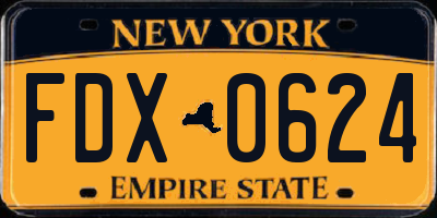 NY license plate FDX0624