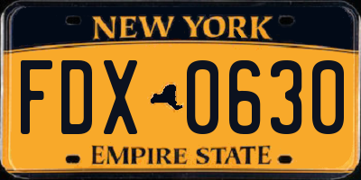NY license plate FDX0630