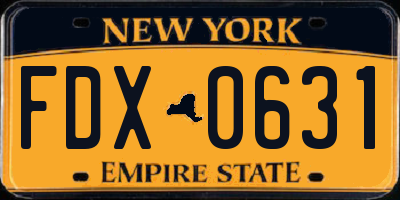 NY license plate FDX0631