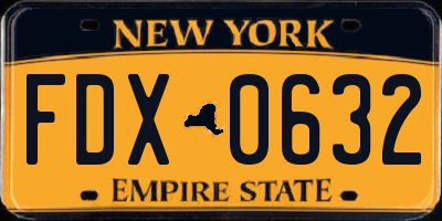 NY license plate FDX0632