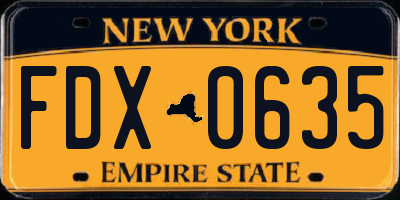 NY license plate FDX0635