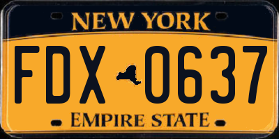 NY license plate FDX0637