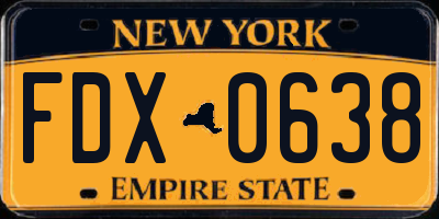 NY license plate FDX0638