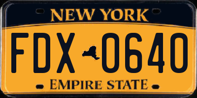 NY license plate FDX0640