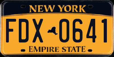 NY license plate FDX0641