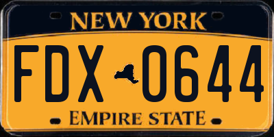 NY license plate FDX0644