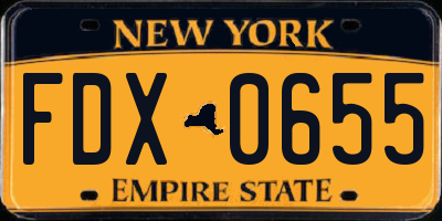 NY license plate FDX0655