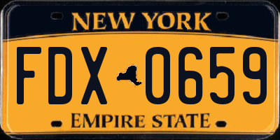 NY license plate FDX0659