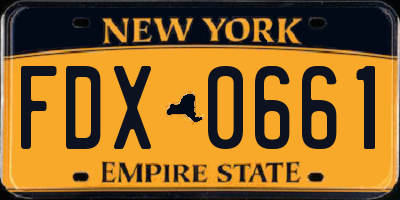 NY license plate FDX0661