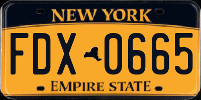 NY license plate FDX0665