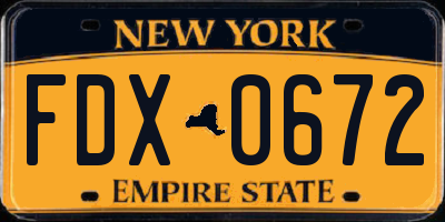 NY license plate FDX0672
