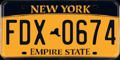 NY license plate FDX0674