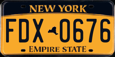NY license plate FDX0676