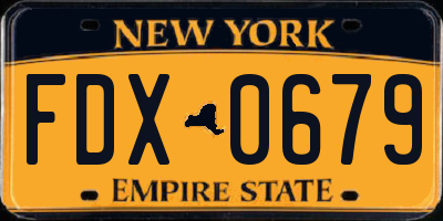 NY license plate FDX0679