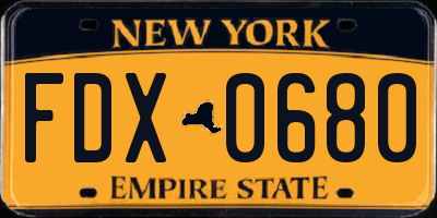 NY license plate FDX0680