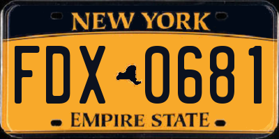 NY license plate FDX0681
