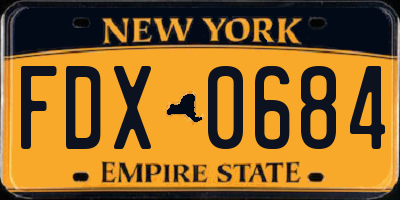 NY license plate FDX0684