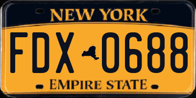 NY license plate FDX0688