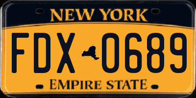 NY license plate FDX0689