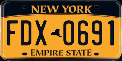 NY license plate FDX0691