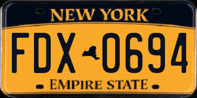 NY license plate FDX0694