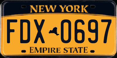NY license plate FDX0697