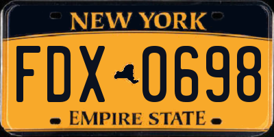 NY license plate FDX0698