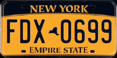 NY license plate FDX0699