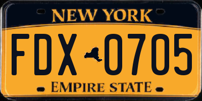 NY license plate FDX0705