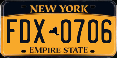 NY license plate FDX0706